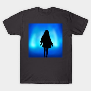 faouzia silhouette with blue northern lights T-Shirt